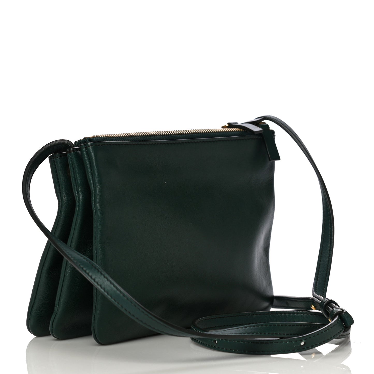 Lambskin Small Trio Crossbody Bag Dark Green