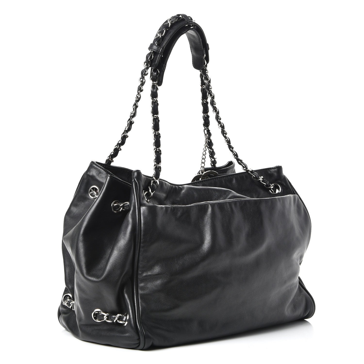 Chanel Calfskin Diagonal Ligne Tote Black 4 of 11
