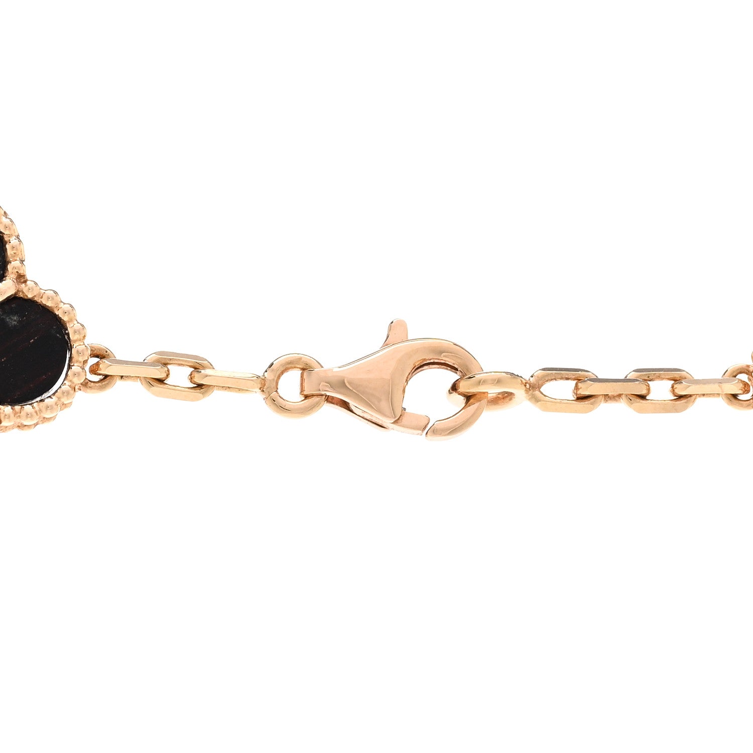 Van Cleef & Arpels 18K Rose Gold Letterwood 10 Motifs Vintage Alhambra Necklace 4 of 6