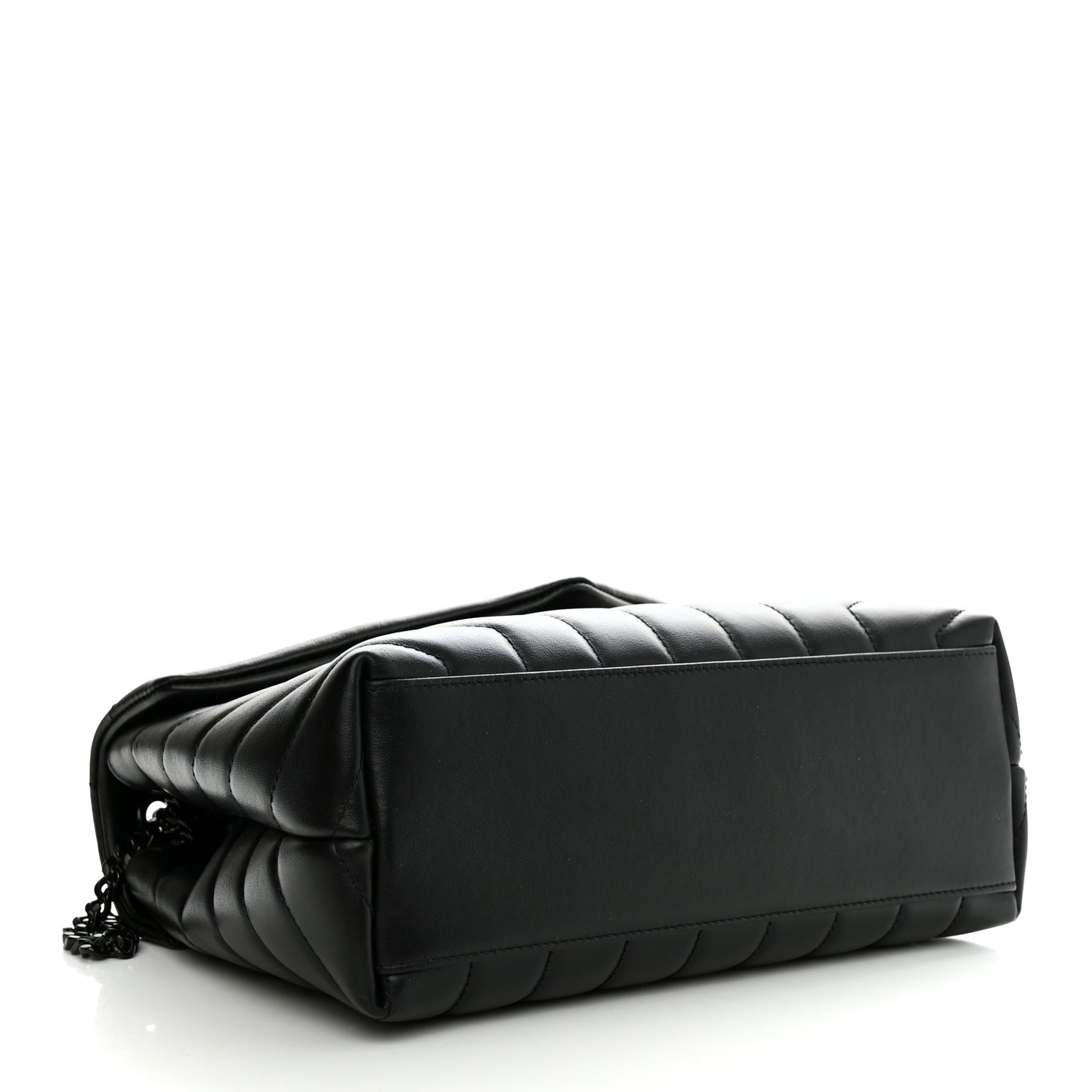 Calfskin Y Quilted Monogram Monochrome Small Loulou Chain Satchel Black