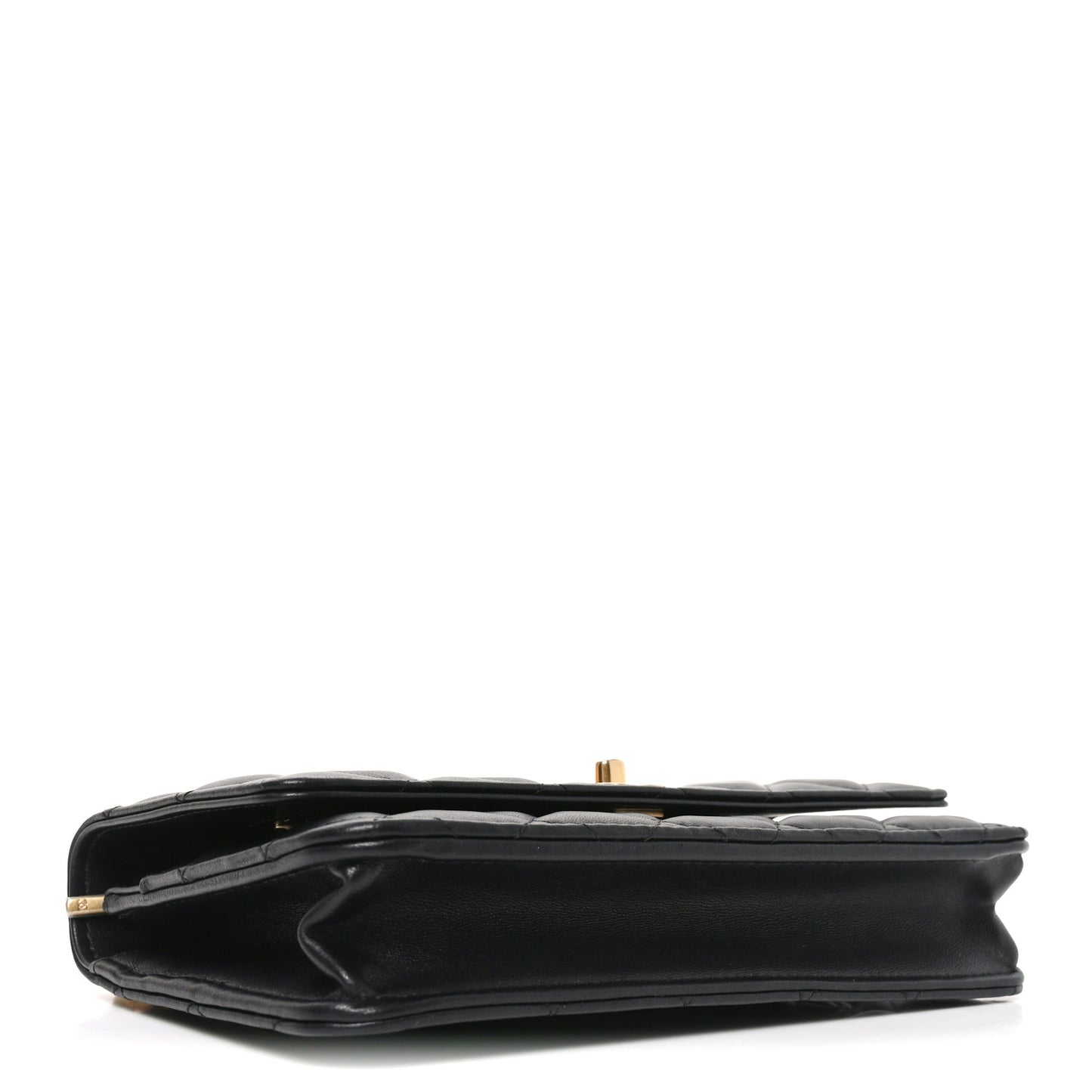 Lambskin Quilted Sweet Camellia Wallet on Chain WOC Black