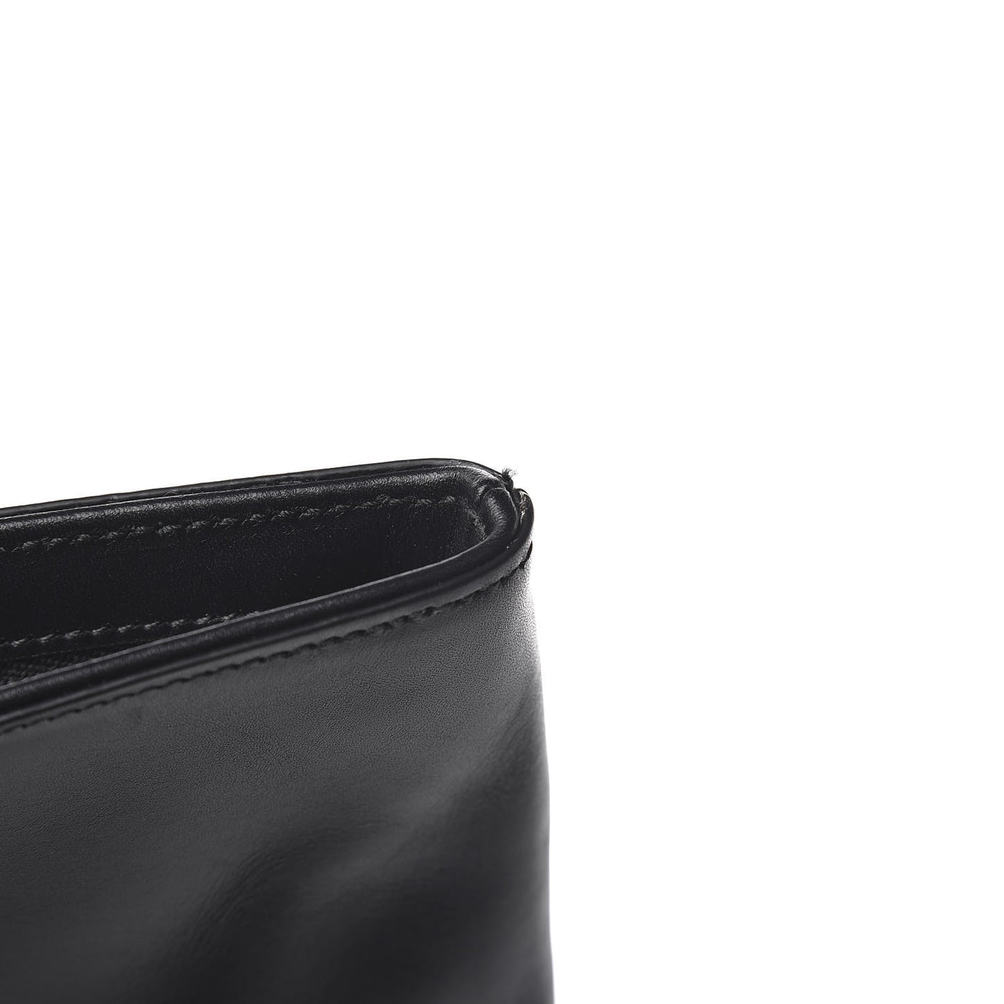 Smooth Calfskin Letters Fold-Over Clutch Black