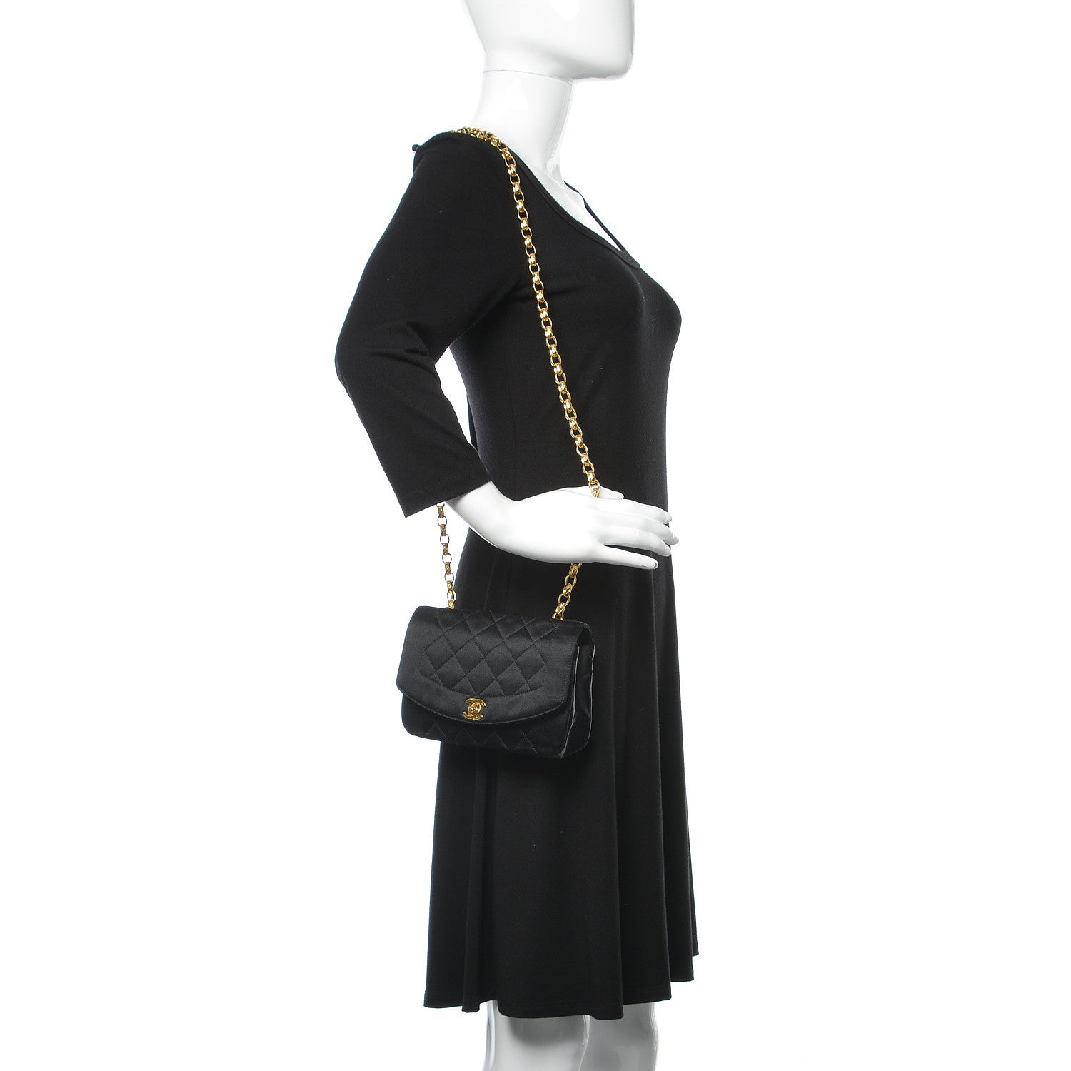 Chanel Satin Quilted Evening Flap Black 2 of 9