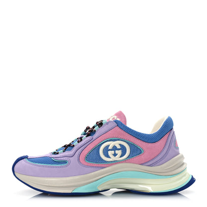Gucci Technical Knit Fabric Suede Womens Gucci Run Sneakers 37 Lilac 1 of 10