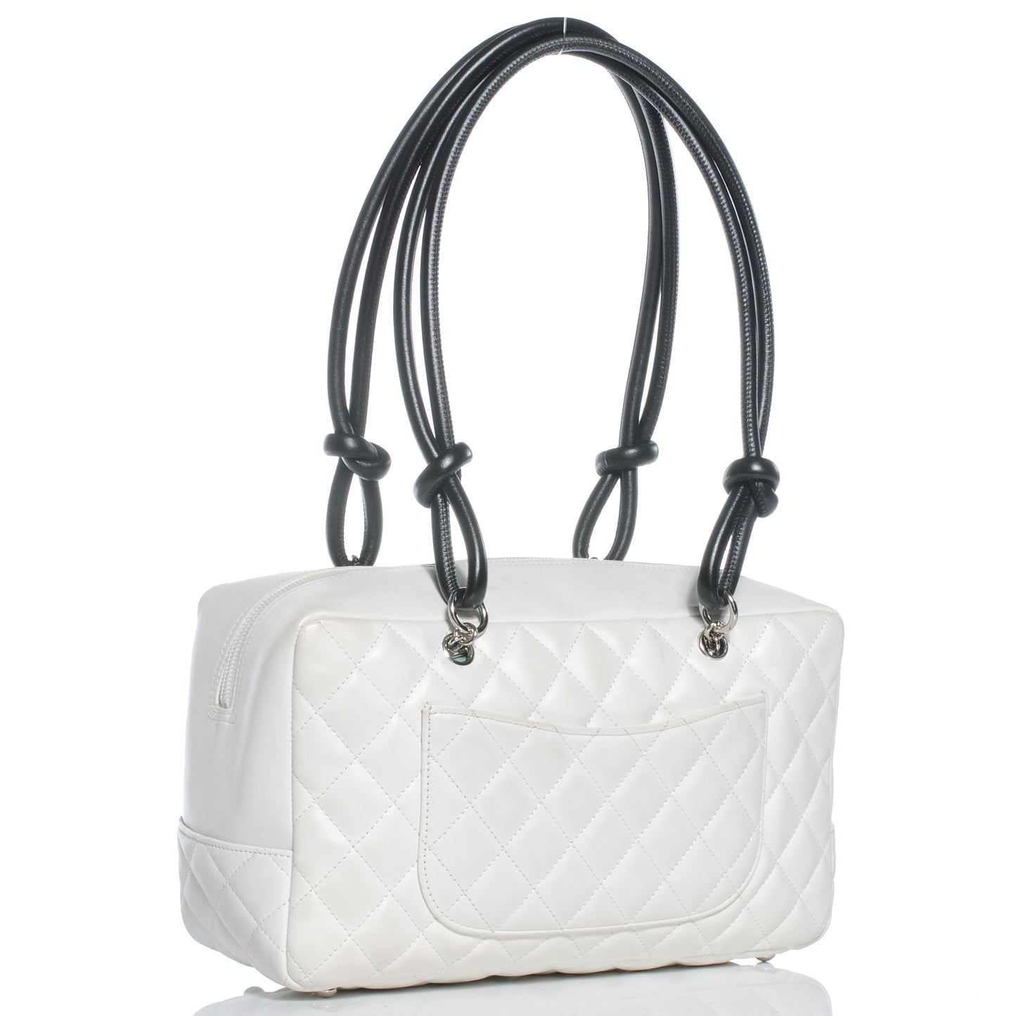 Calfskin Quilted Large Cambon Bowler White Black