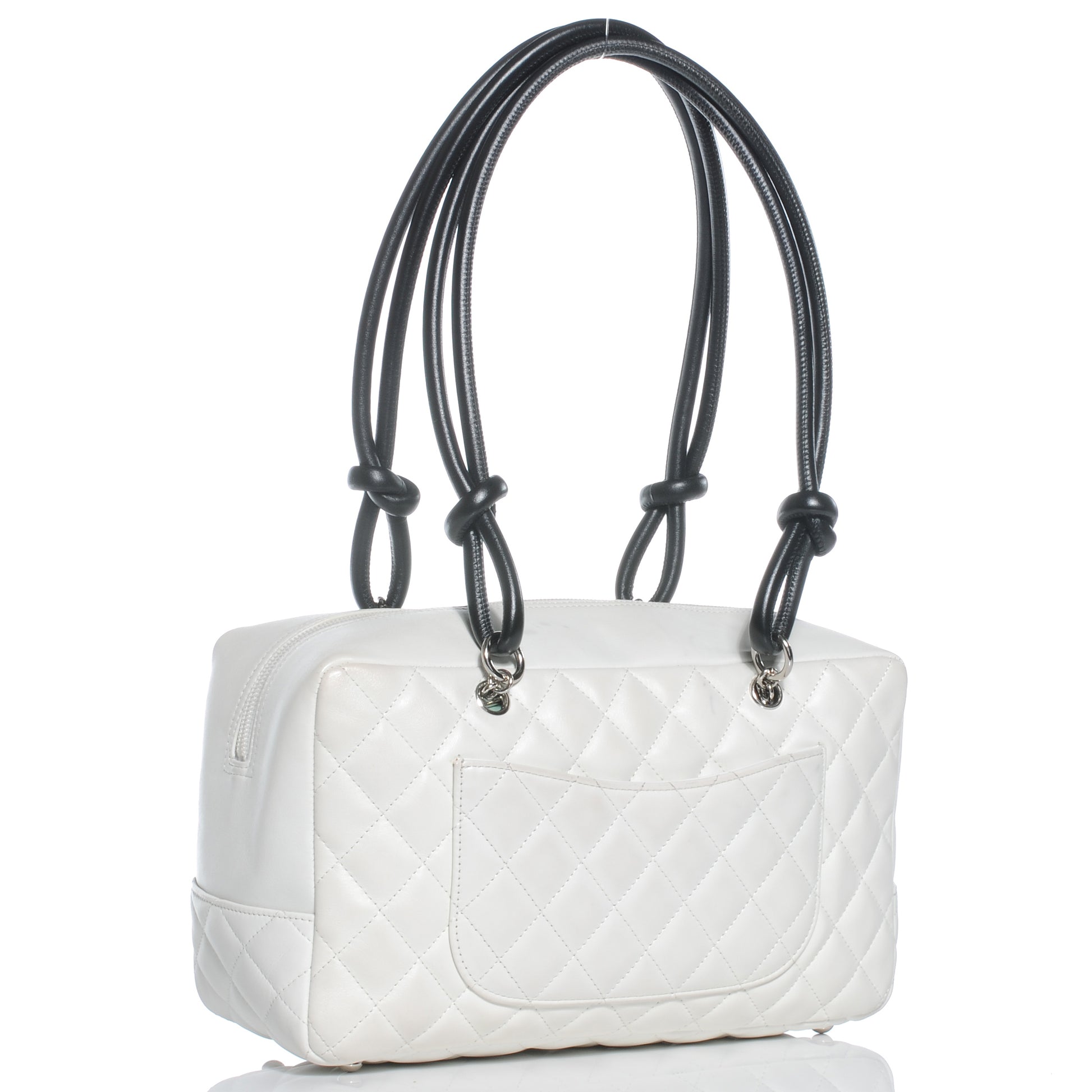 Chanel Calfskin Quilted Large Cambon Bowler White Black 3 of 7