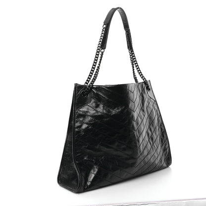 Saint Laurent Crinkled Calfskin Matelasse Monogram Large Niki Shopper Tote Black 3 of 8
