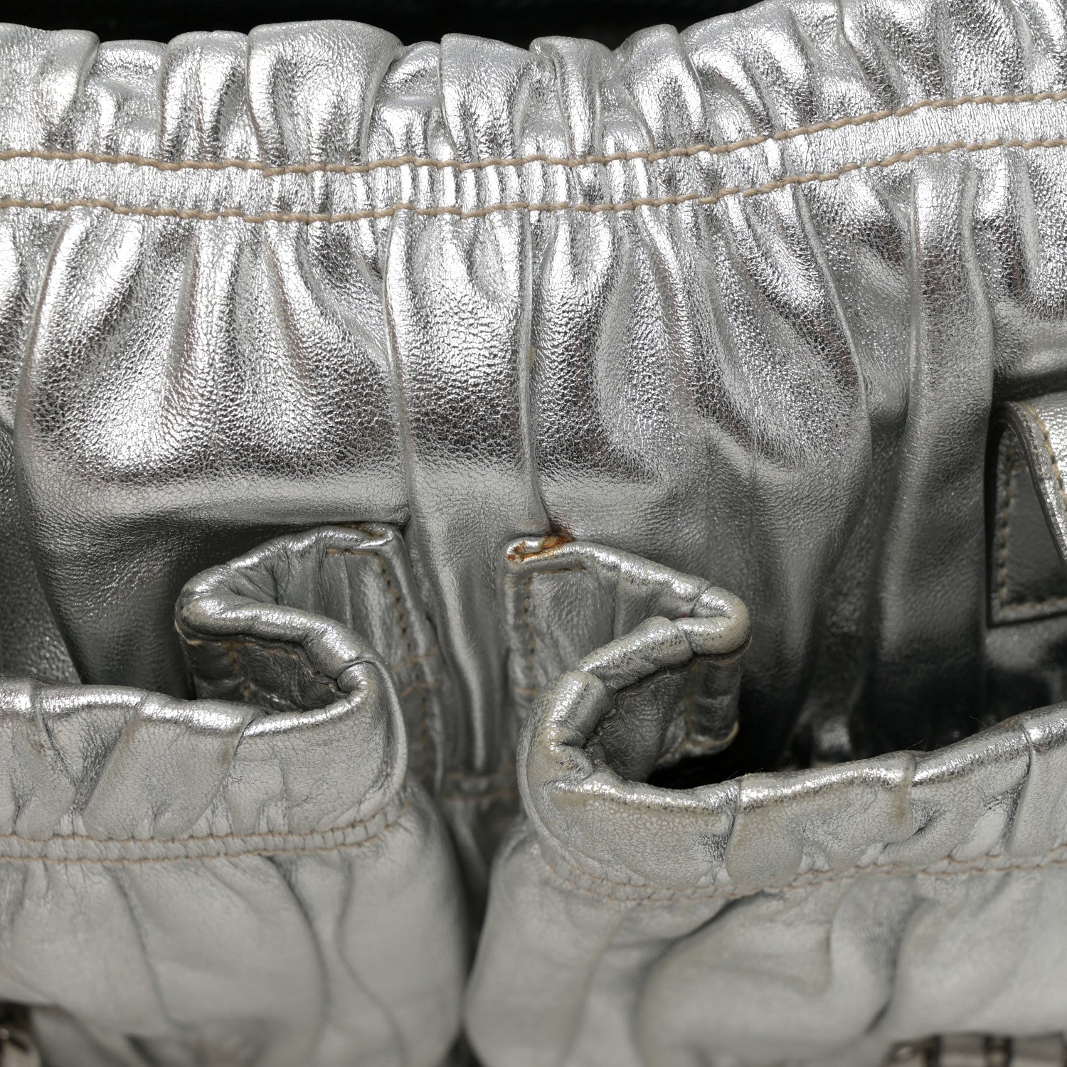 Prada Metallic Nappa Gaufre Messenger Tote Argento 15 of 19