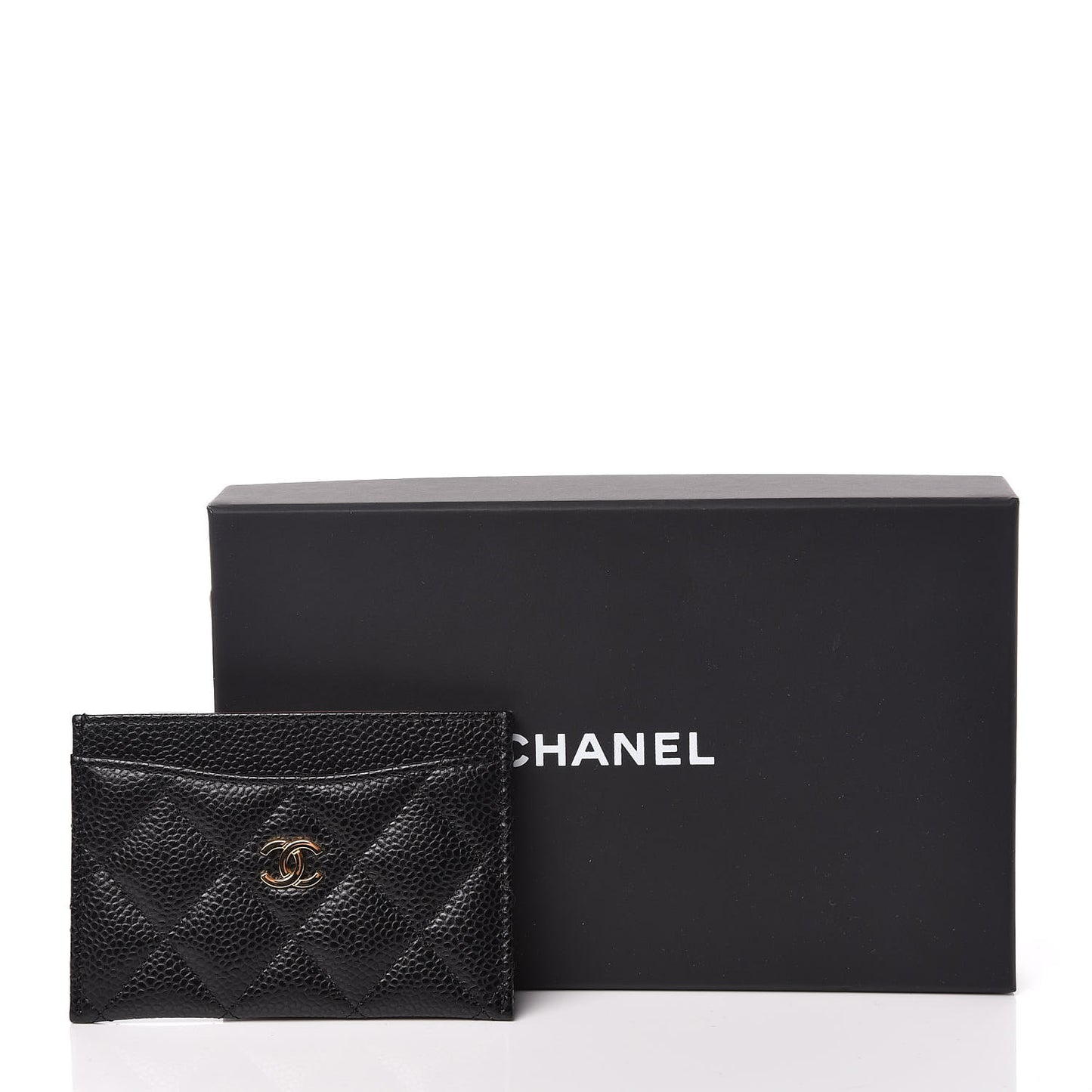 Caviar Quilted Card Holder Black