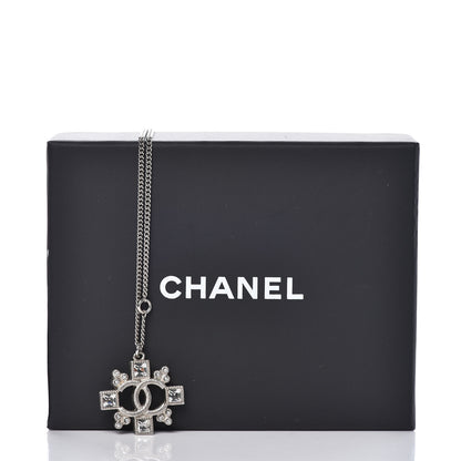 Chanel Baguette Crystal CC Pendant Necklace Silver 6 of 6