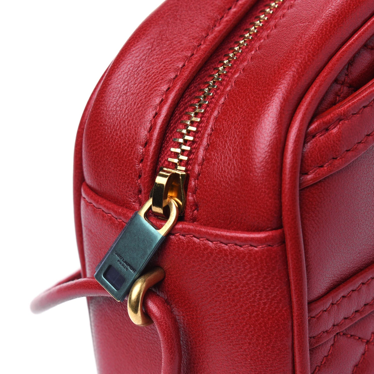 Saint Laurent Lambskin Quilted Monogram Victoire Camera Bag Rouge Eros 5 of 5