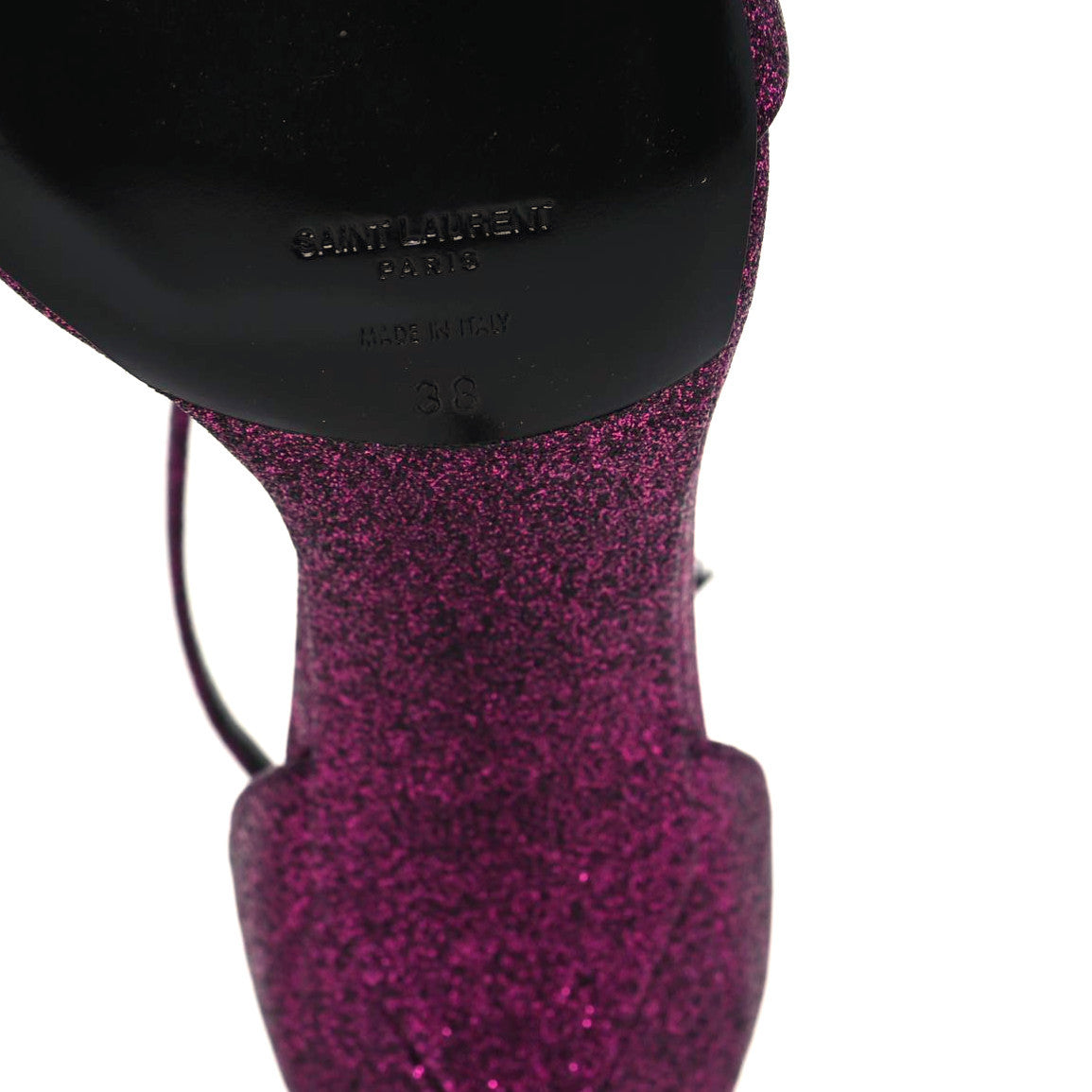 Saint Laurent Glitter Amber 85 Ankle Strap Sandals 38 Fuchsia 7 of 9