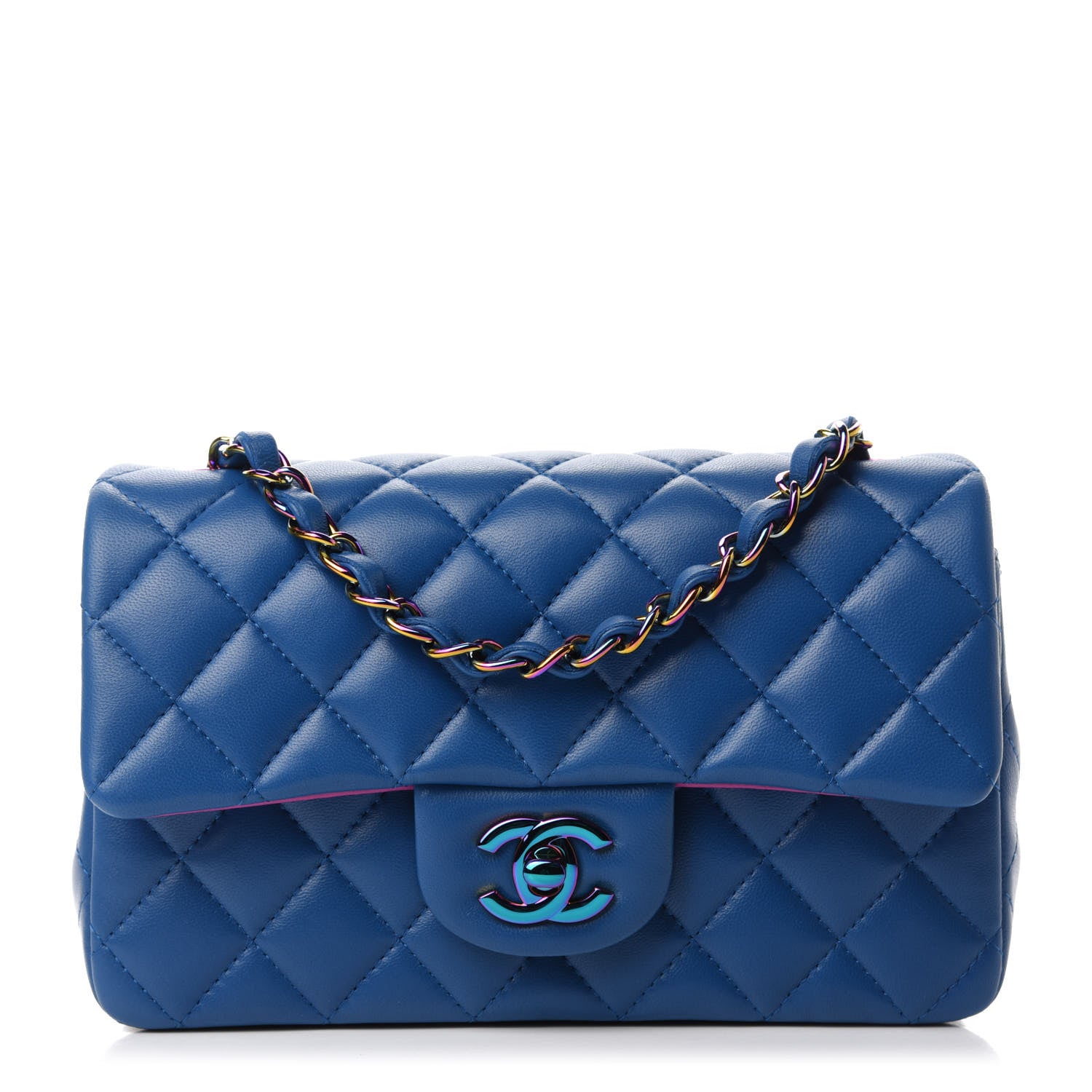 Chanel Lambskin Quilted Mini Rectangular Flap Blue Purple 1 of 11