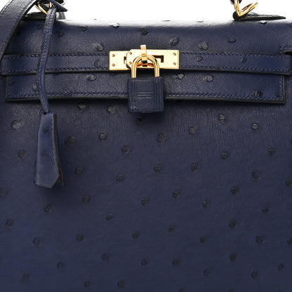Hermes Ostrich Kelly Sellier 25 Bleu Iris 8 of 12