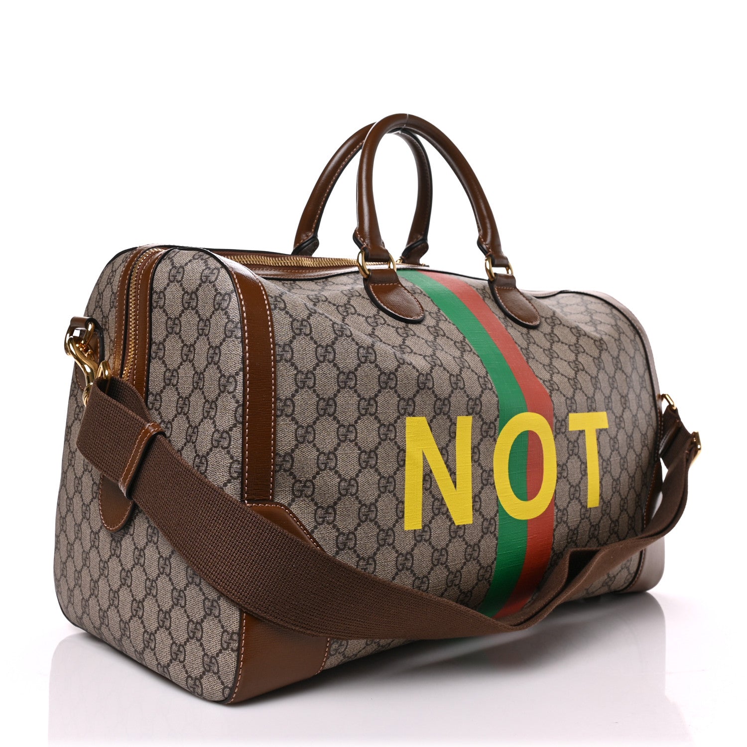 Gucci GG Supreme Monogram Azalea Calfskin Fake/Not Medium Retro Interlocking G Carry On Duffle Beige Ebony Brown Sugar 3 of 9