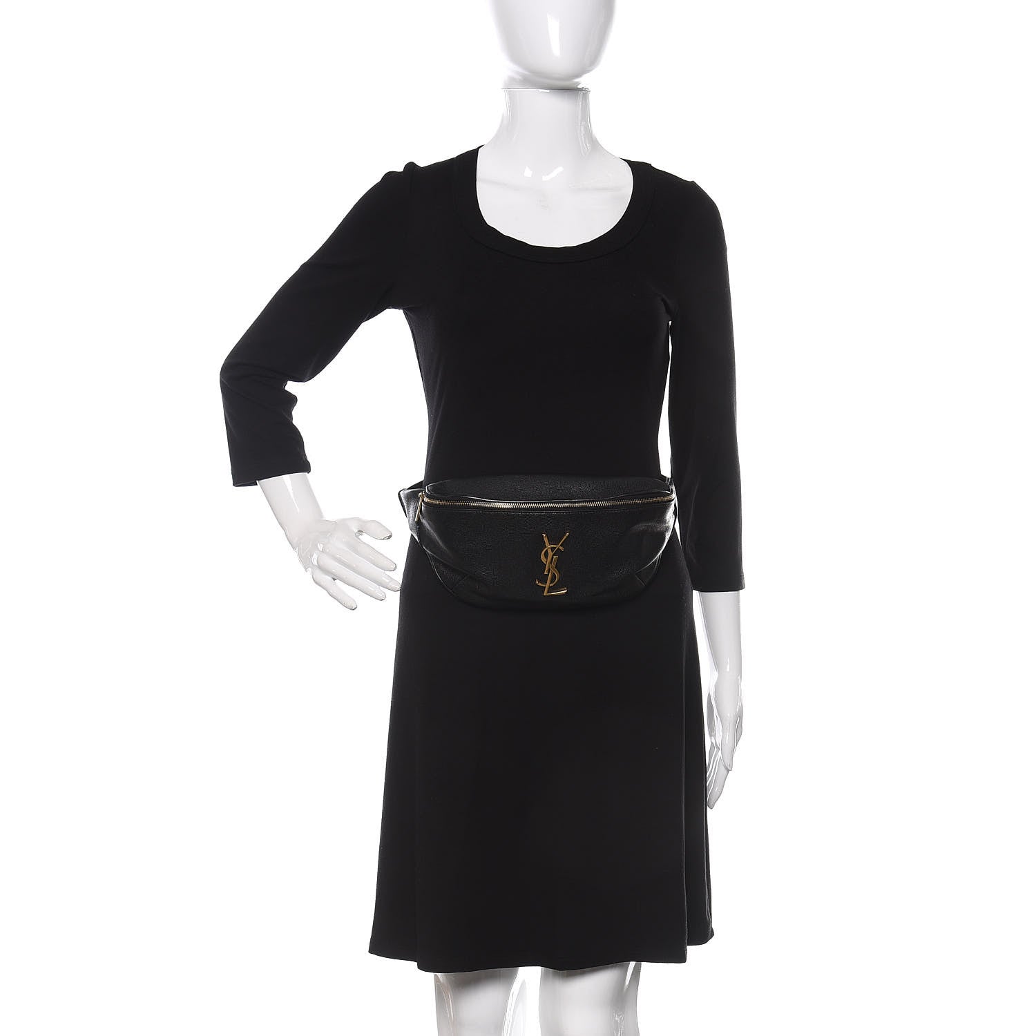 Saint Laurent Grain De Poudre Monogram Belt Bag Black 2 of 9