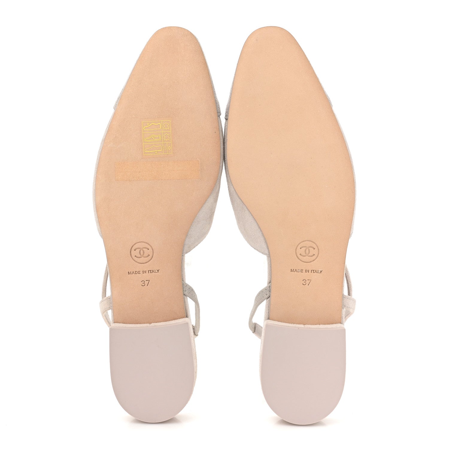 Chanel Suede Cap Toe CC Coco Slingback Pumps 37 Light Grey 5 of 9
