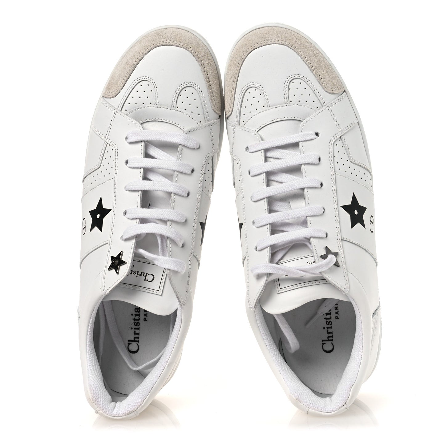 Calfskin Suede Dior Star Low Top Sneakers 39 White
