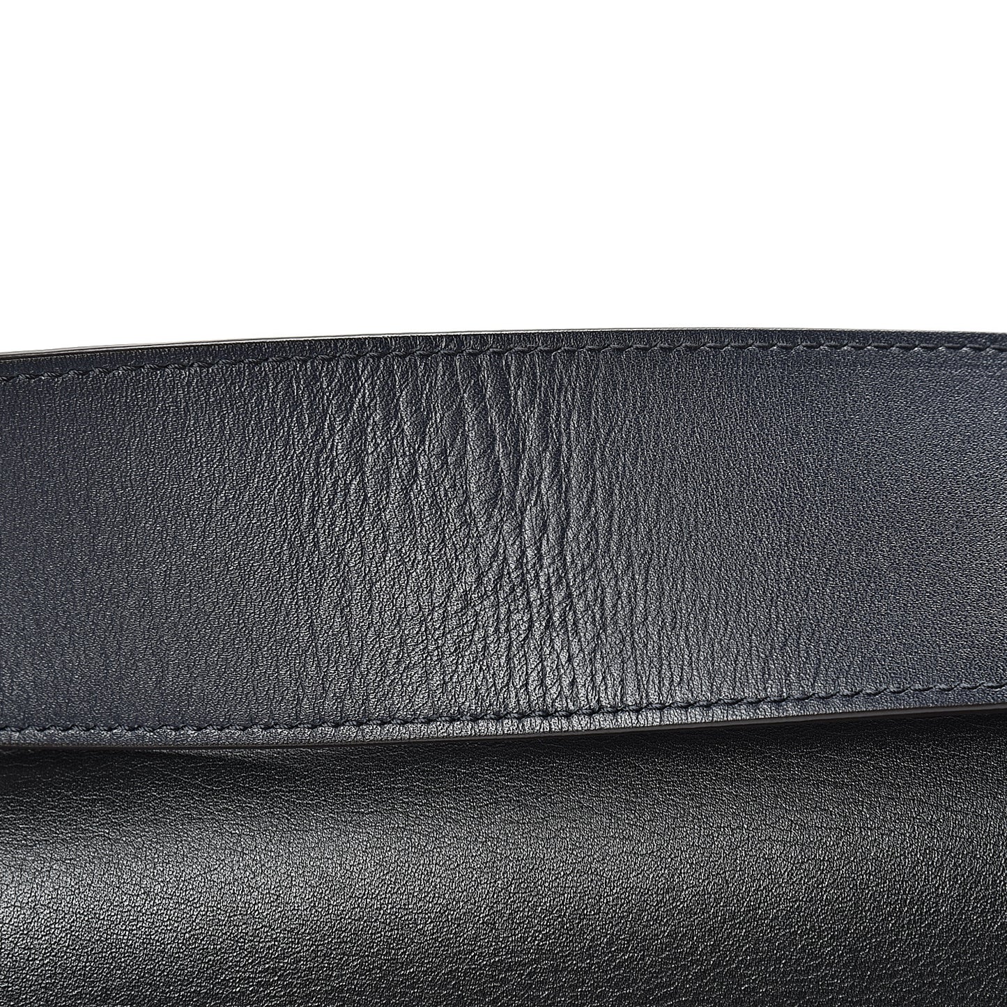 Shiny Smooth Calfskin Medium Frame Shoulder Bag Black Navy