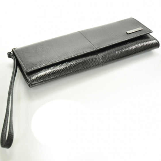 Gucci Lizard Long Clutch Wallet Black 3 of 8