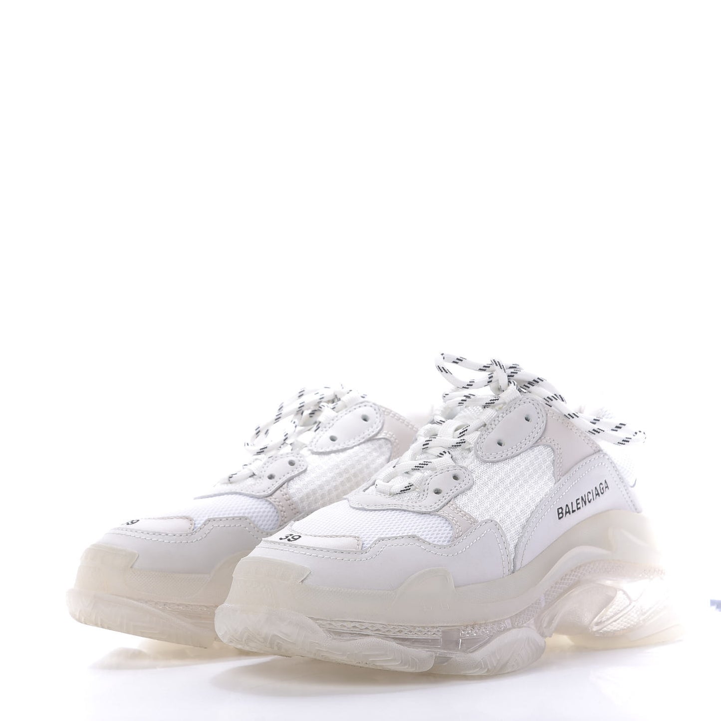 Fabric Mesh Clear Sole Womens Triple S Sneakers 39 White