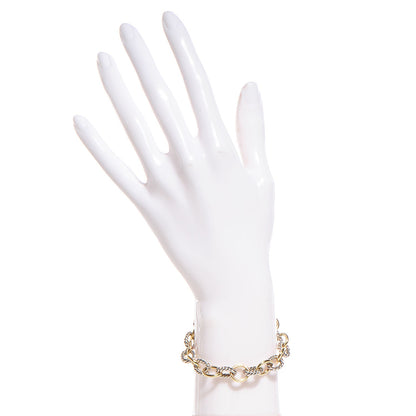 David Yurman Sterling Silver 18K Yellow Gold 10mm Medium Oval Link Bracelet 2 of 4