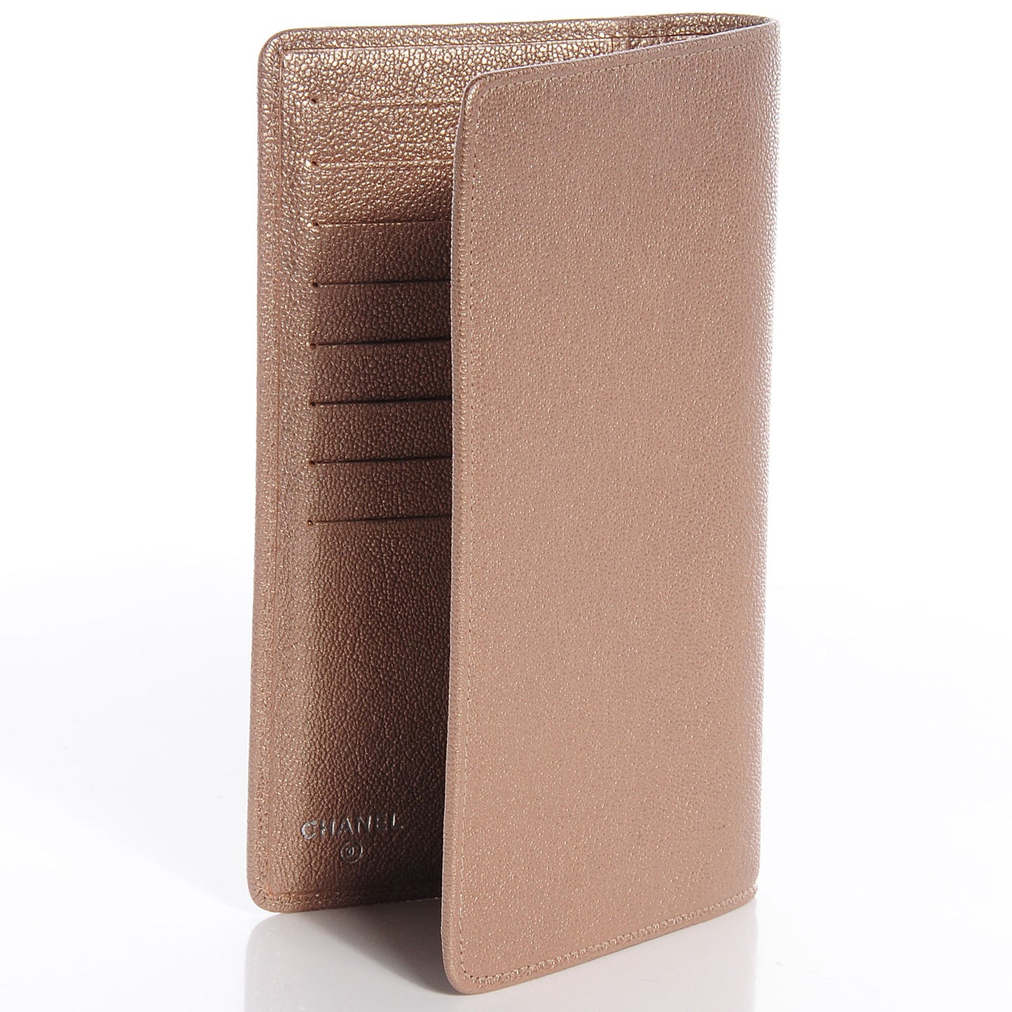 Metallic Calfskin Yen Wallet Gold