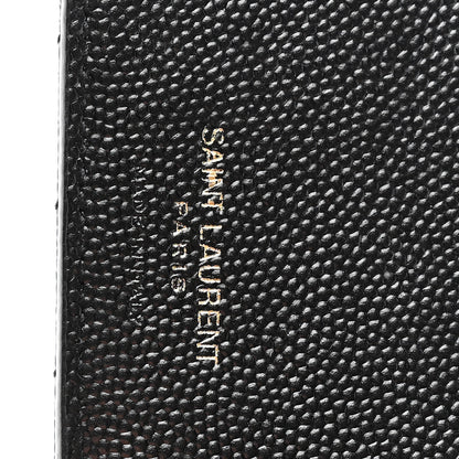 Saint Laurent Grain De Poudre Matelasse Chevron Monogram Zipped Card Case Black 6 of 7