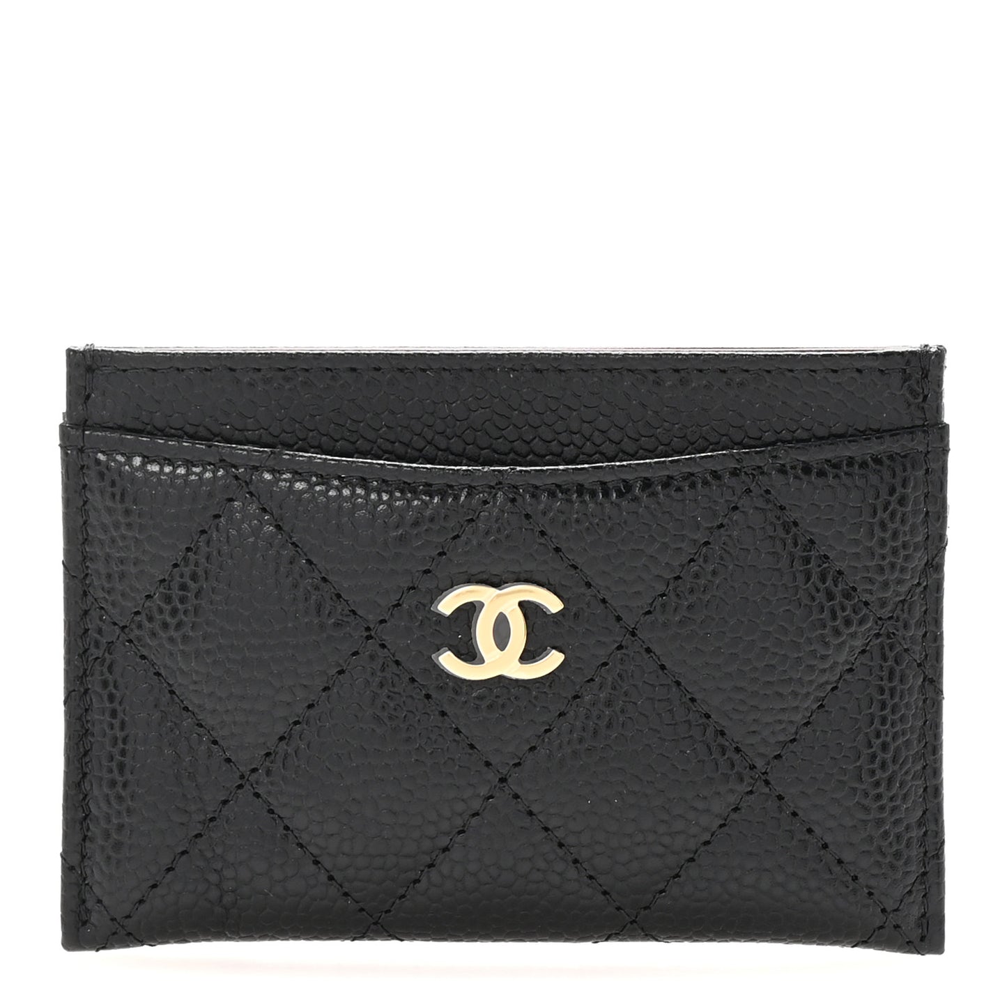 Caviar Quilted Card Holder Black