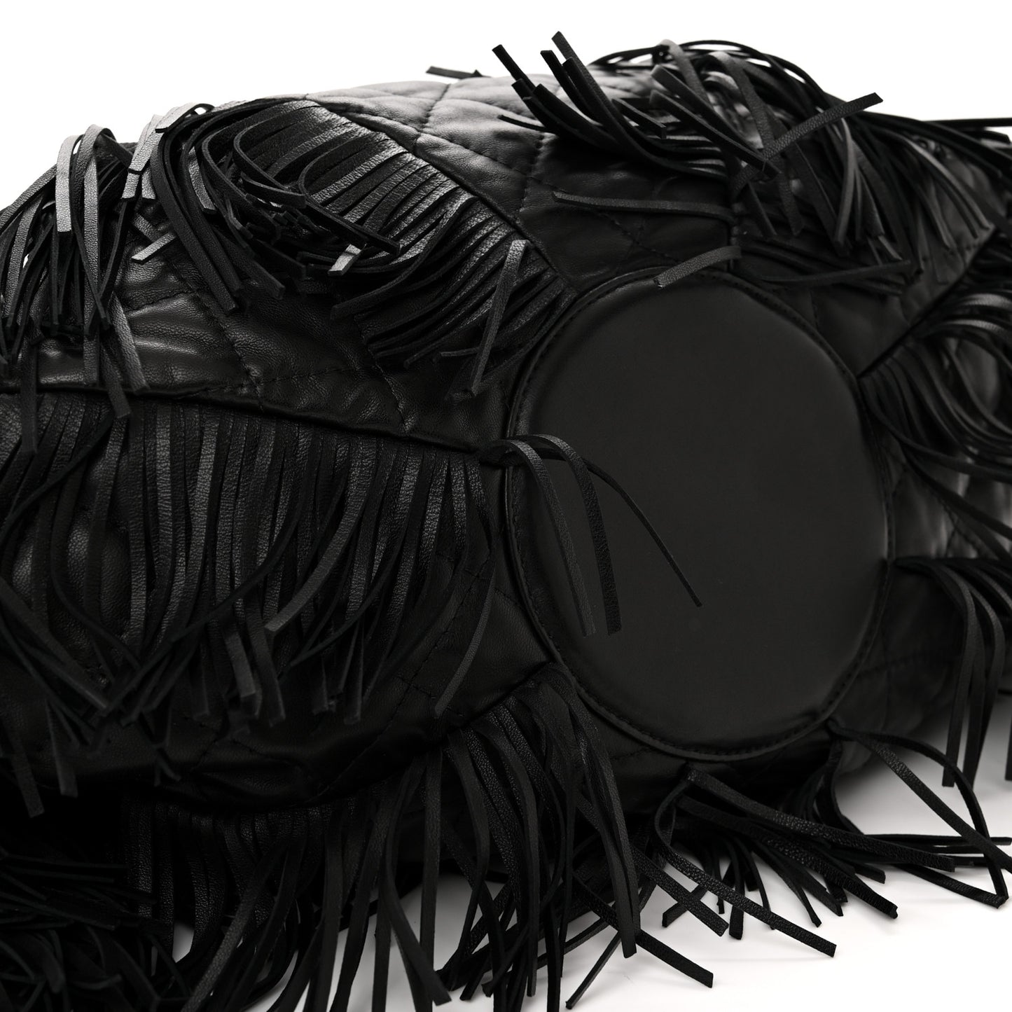 Lambskin Quilted Western Baluchon Fringe Bag Black