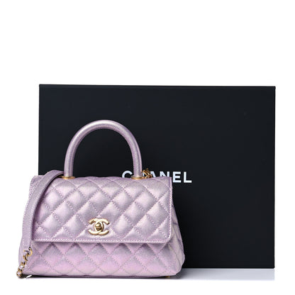 Chanel Metallic Caviar Quilted Mini Coco Handle Flap Light Pink 10 of 10