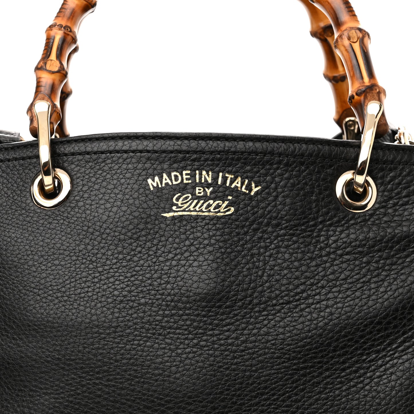 Calfskin Small Bamboo Shopper Tote Black