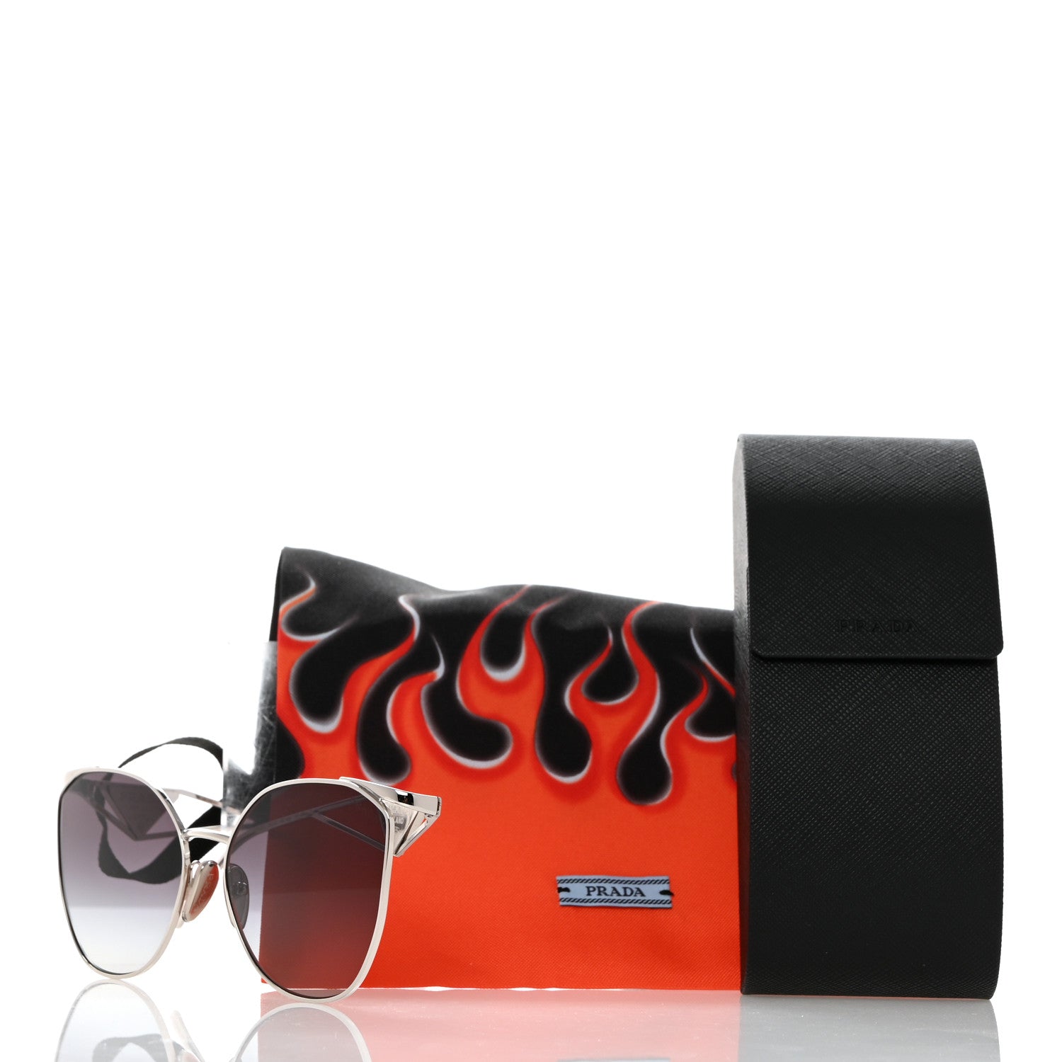 Prada Metal Symbole Triangle Logo Sunglasses SPR50Z Silver Black 7 of 7