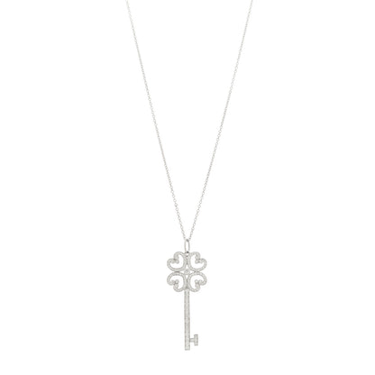 Tiffany Platinum Diamond Enchant Quatra Heart Key Pendant Necklace 1 of 5