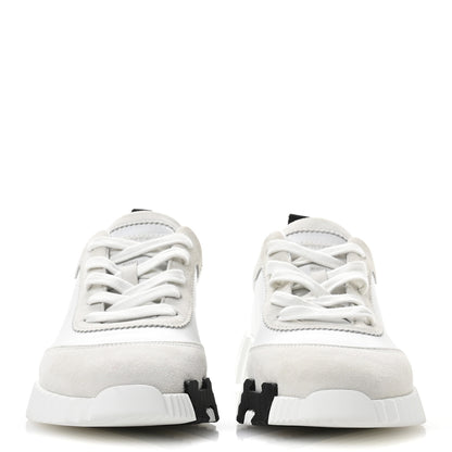 Hermes Calfskin Suede Goatskin Bouncing Sneakers 36.5 White 3 of 8