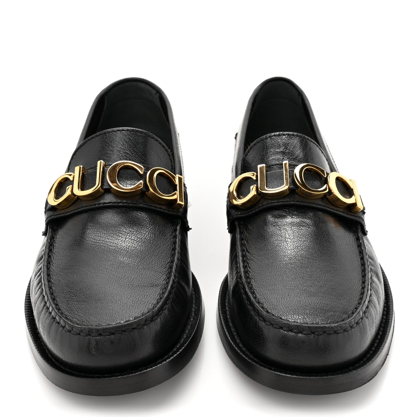 Goatskin Womens Logo 15mm Loafers 37.5 Black