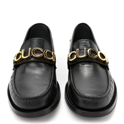 Gucci Goatskin Womens Logo 15mm Loafers 37.5 Black 2 of 10