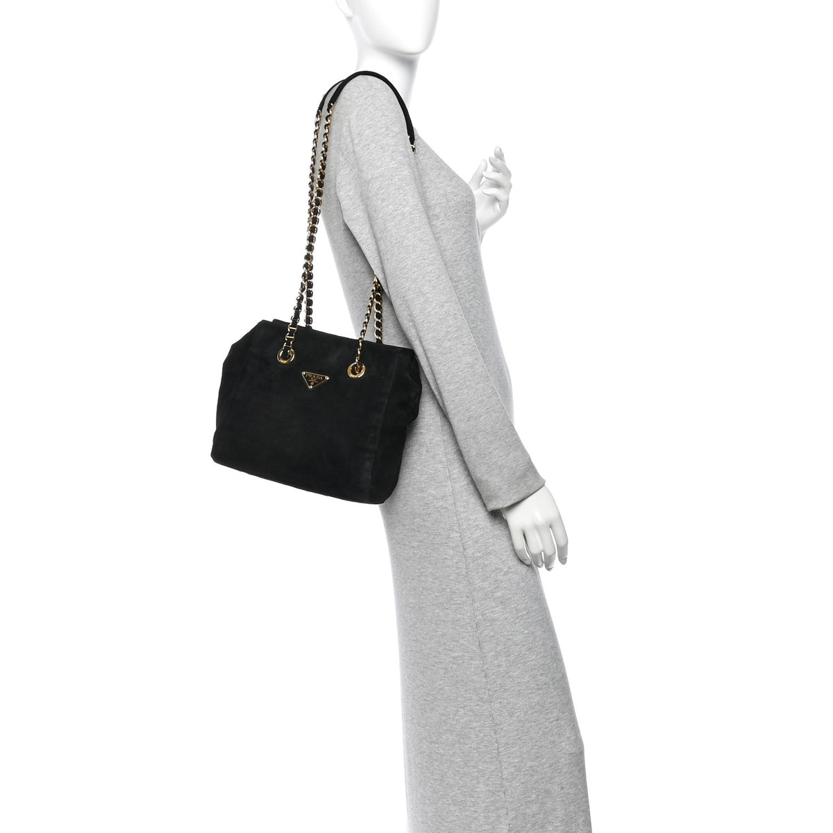 Camoscio Chain Shoulder Bag  Black