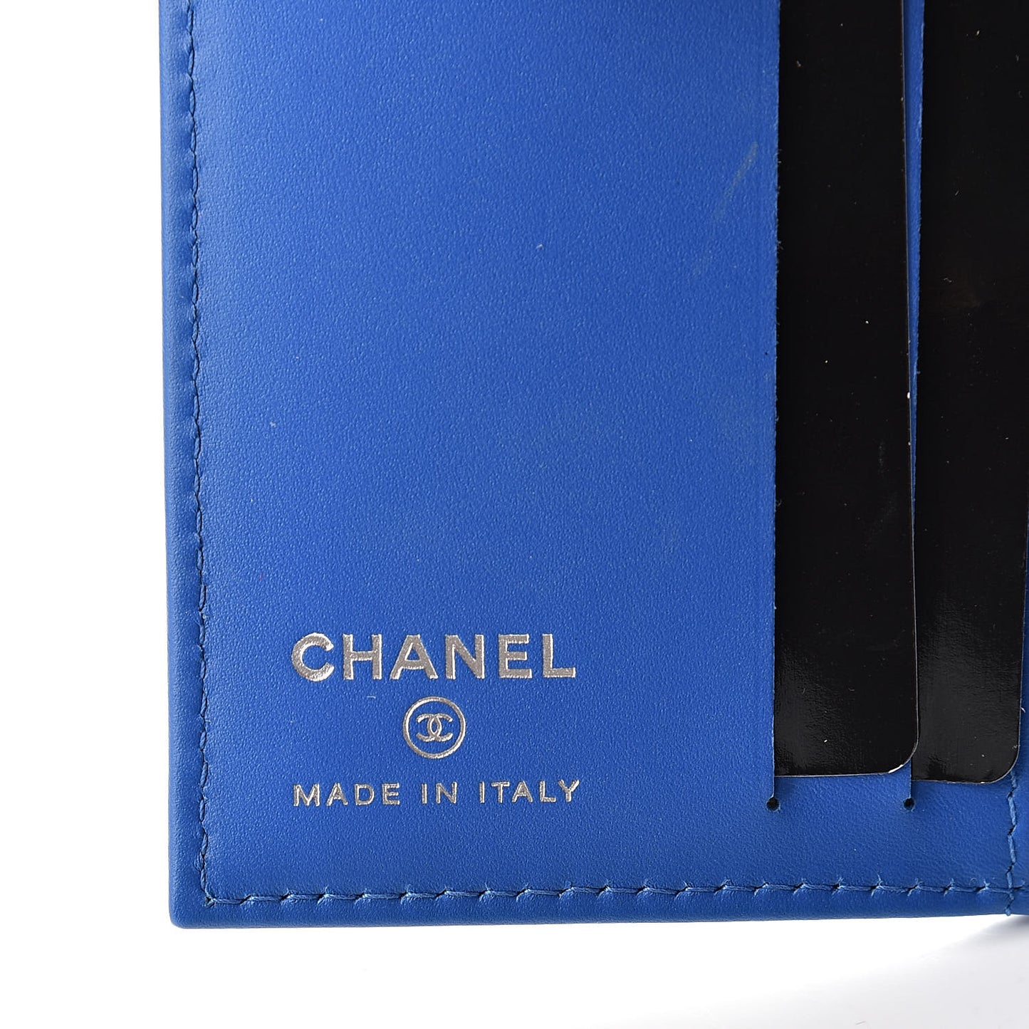 Caviar Quilted Card Holder Wallet Blue