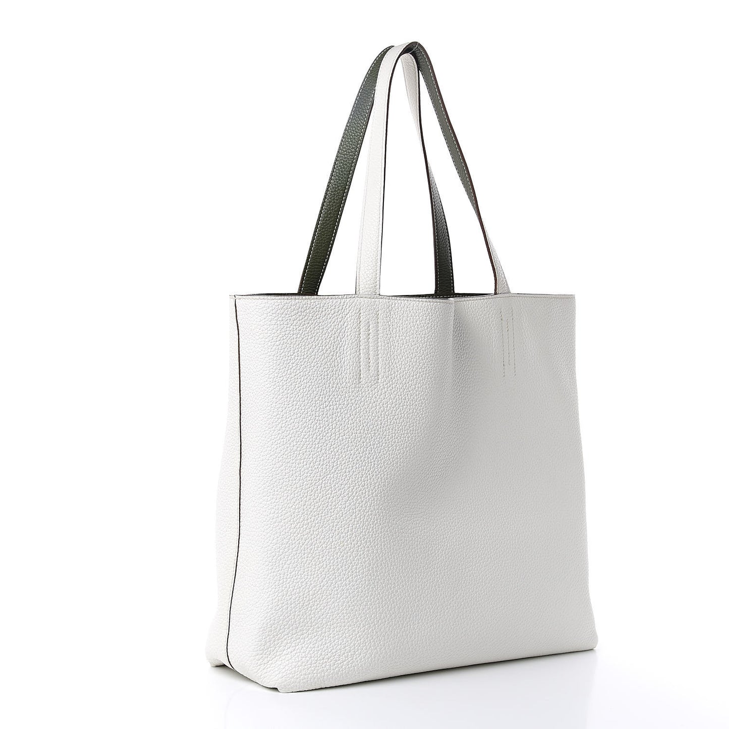 Taurillon Clemence Double Sens 36 Reversible Tote Canopee White