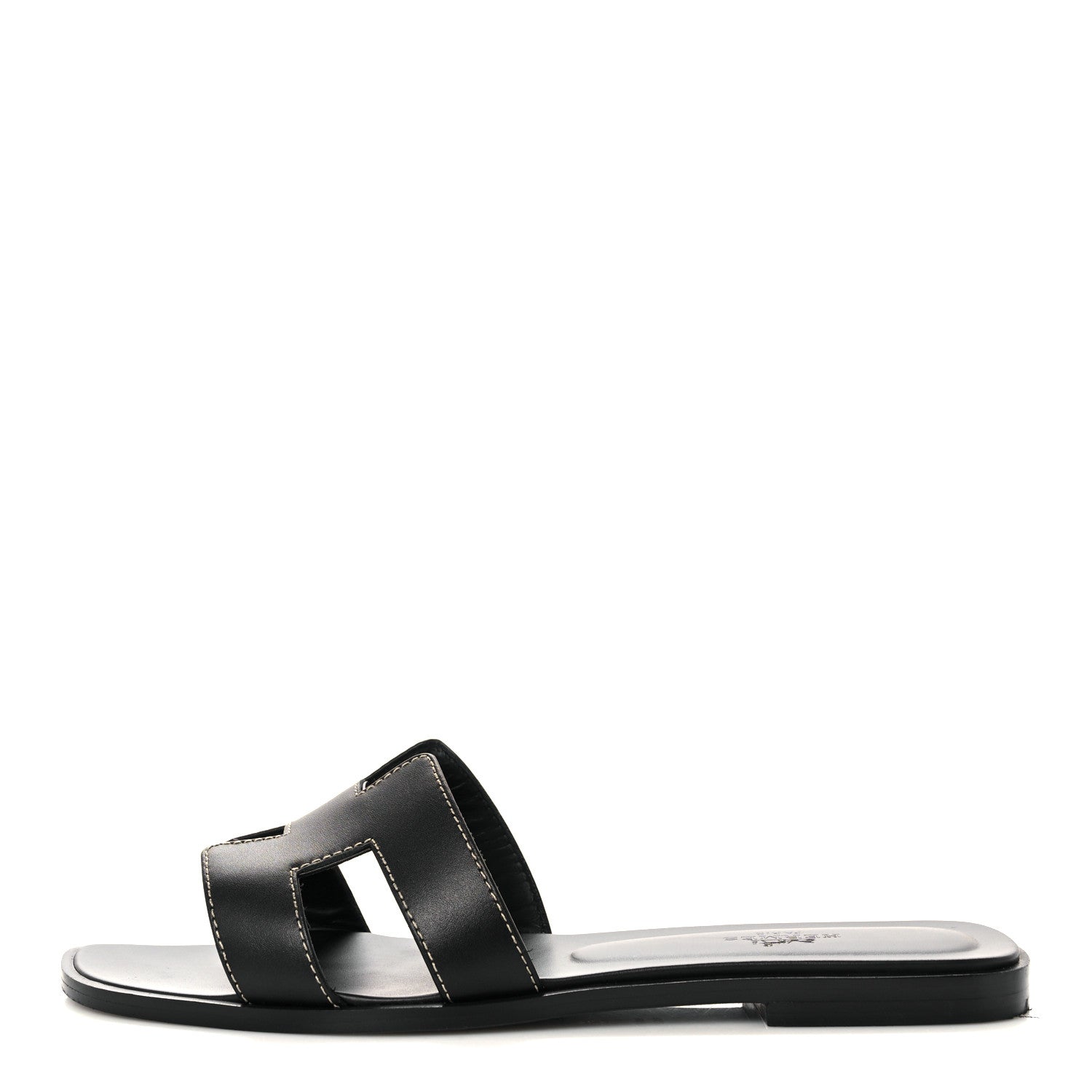Hermes Box Calfskin Oran Sandals 38 Black 1 of 11