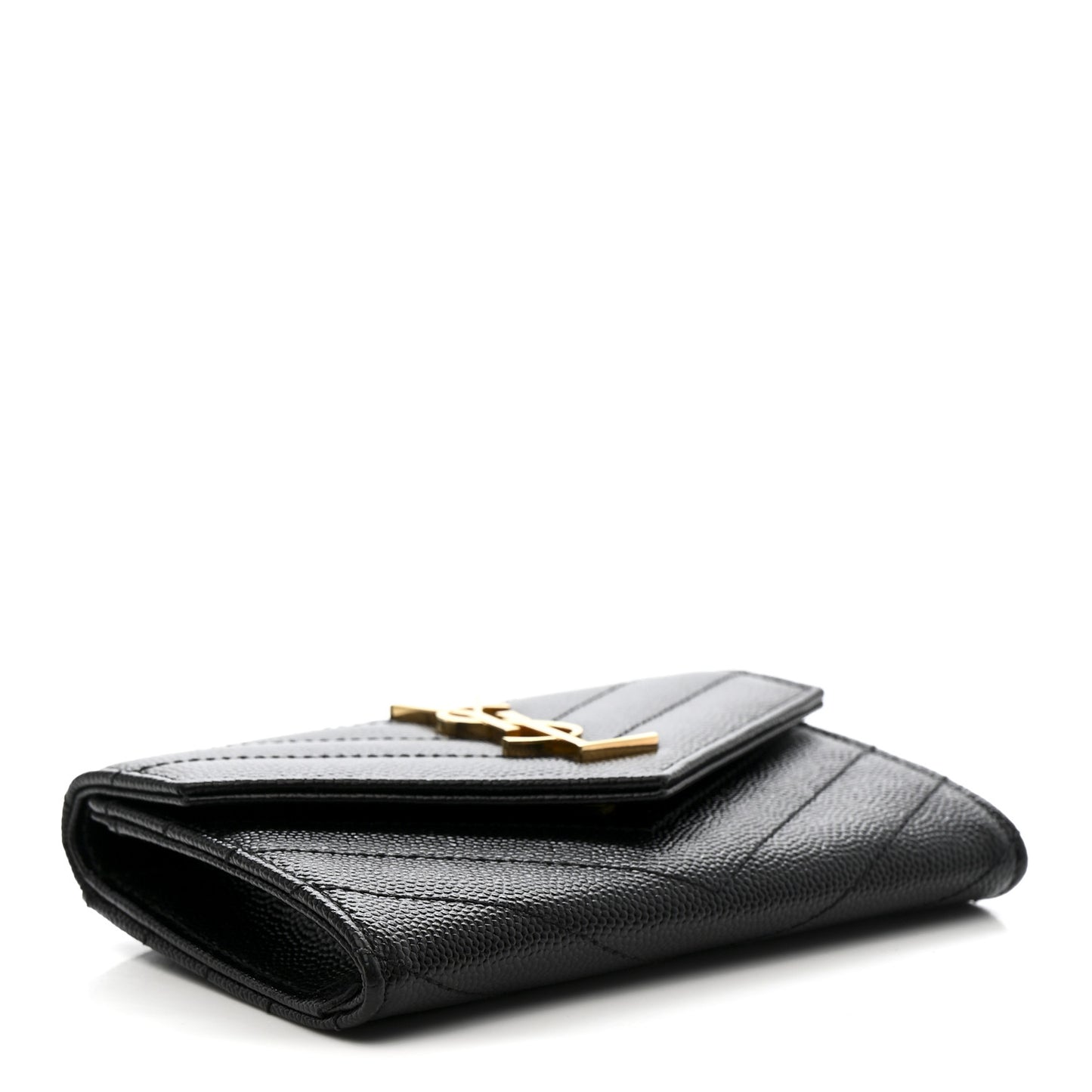 Grain De Poudre Matelasse Chevron Small Monogram Envelope Wallet Black
