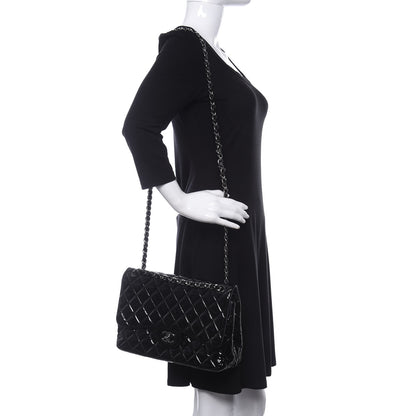 Chanel Patent Quilted Jumbo Double Flap Black 2 of 10