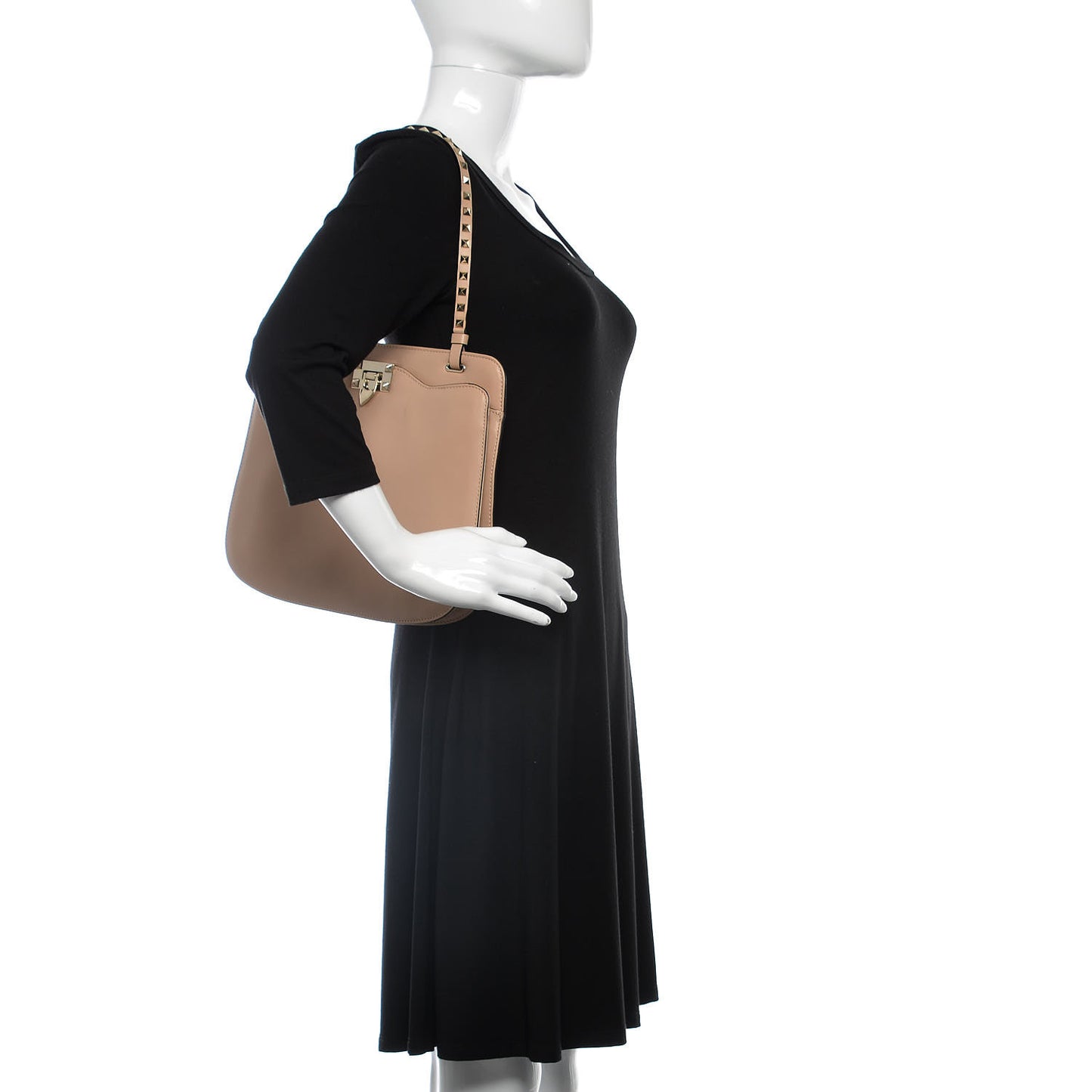 Vitello Rockstud Shoulder Satchel Poudre