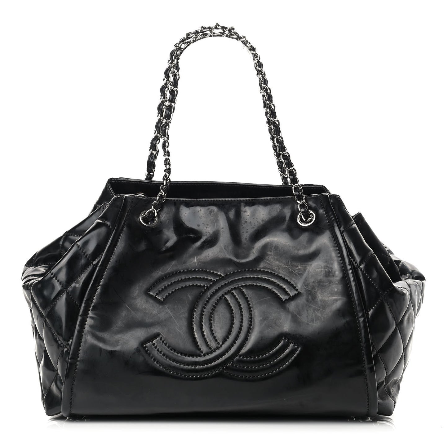 Vinyl Lipstick Ligne Accordion Tote Black