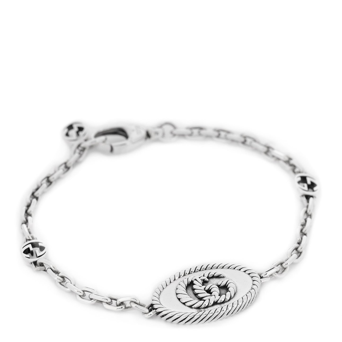 Sterling Silver Torchon Double G Bracelet