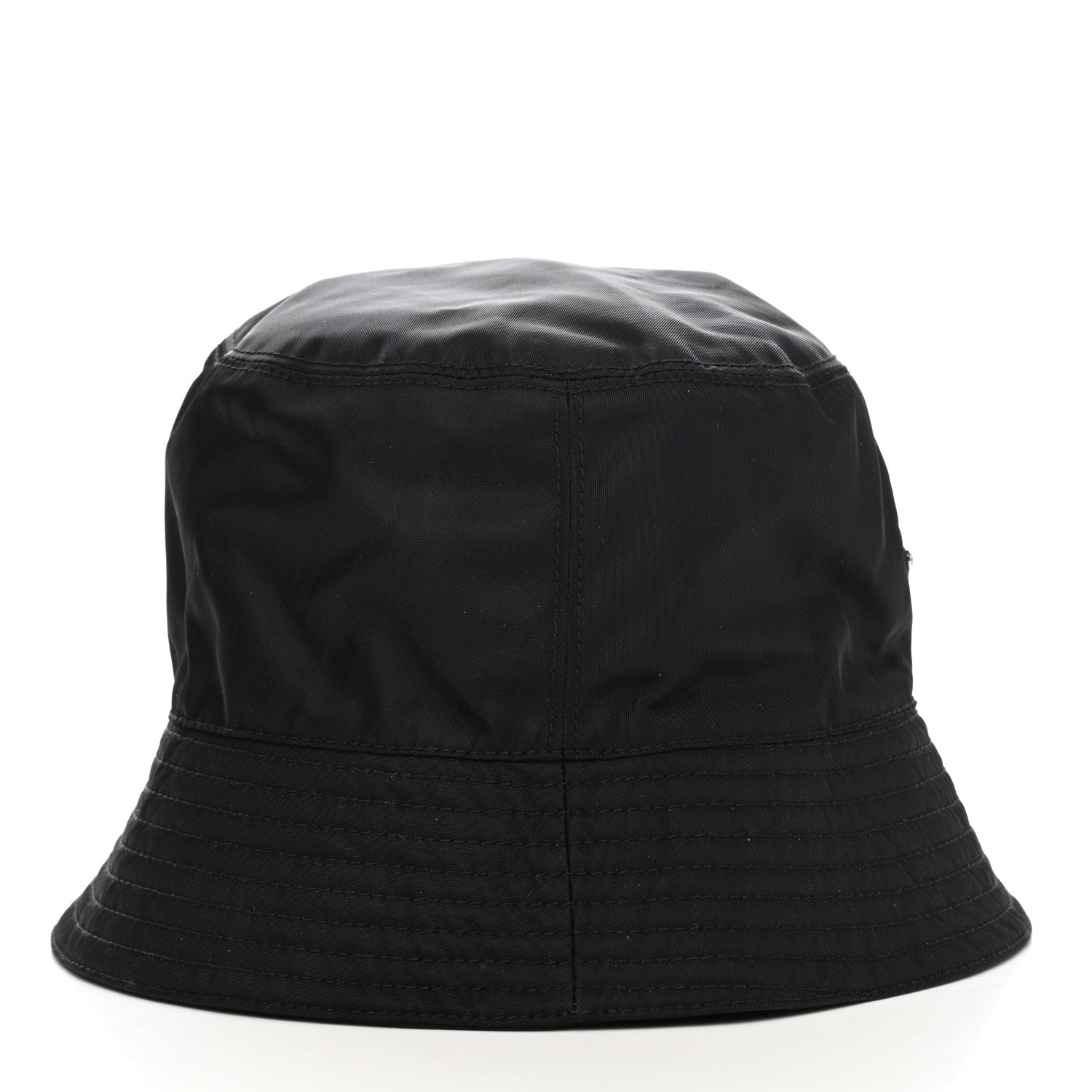 Prada Re-Nylon Metal Triangle Logo Mens Bucket Hat M Black 6 of 8