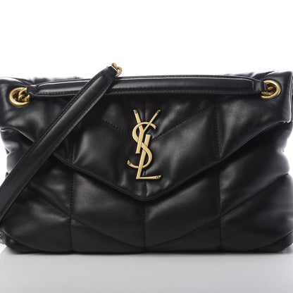 Saint Laurent Lambskin Quilted Small Loulou Puffer Monogram Chain Satchel Black 8 of 10