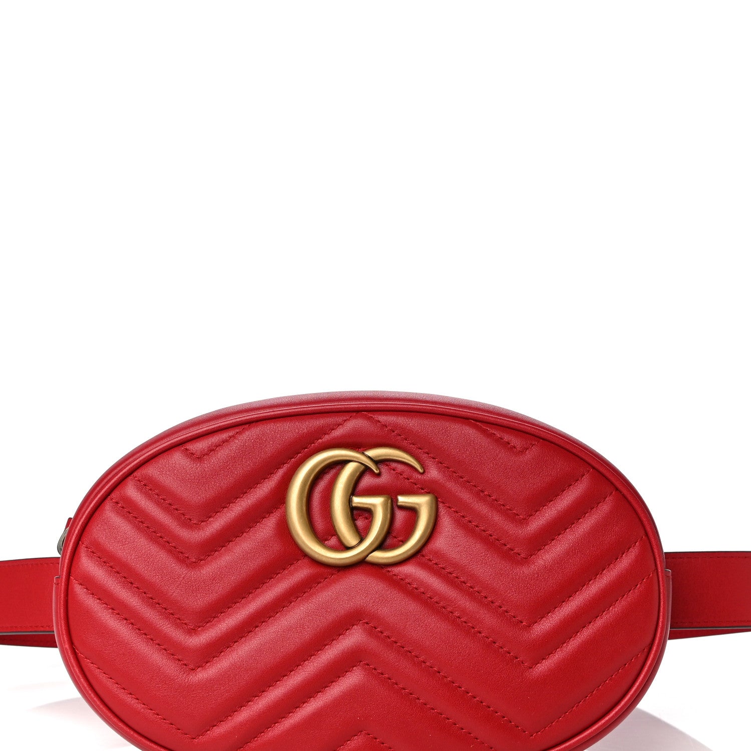 Gucci Calfskin Matelasse GG Marmont Belt Bag 75 30 Hibiscus Red 8 of 10