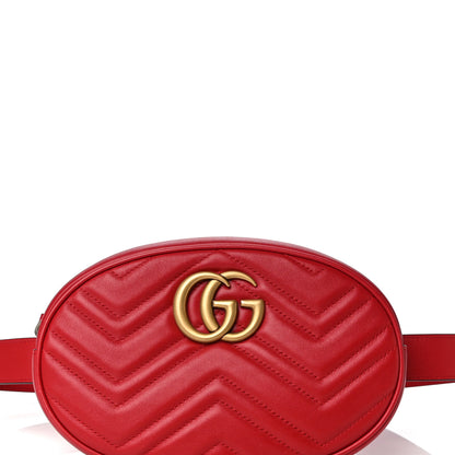 Gucci Calfskin Matelasse GG Marmont Belt Bag 75 30 Hibiscus Red 8 of 10
